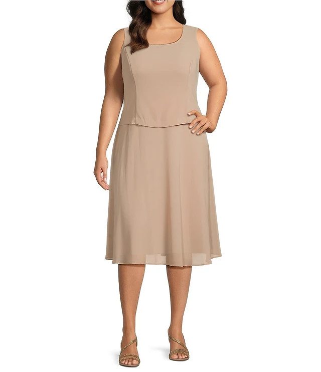 Jessica Howard Plus Size Souffle Chiffon Dress